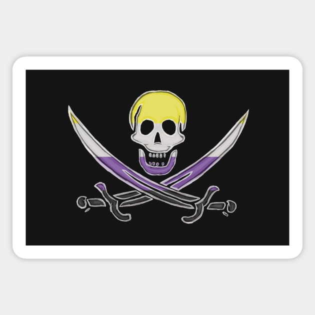 Nonbinary Pirate Pride (darkMode) Sticker by BeSmartFightDirty